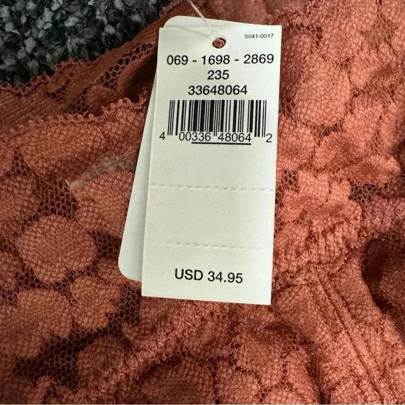 New Aerie Women Bralette Lace Halter Wireless w/removable pads Red Sand - Picture 2 of 5